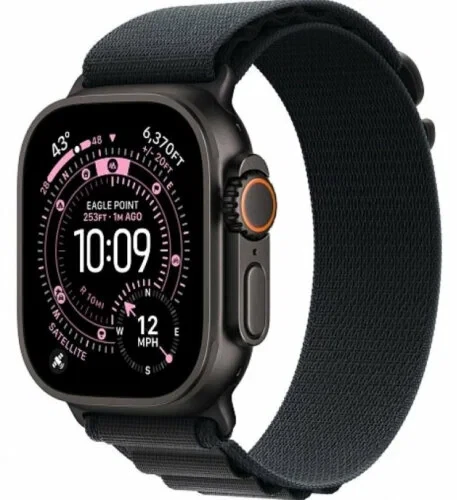 Apple Watch Ultra 3 49mm Black Titanium Case with Black Alpine Loop - L