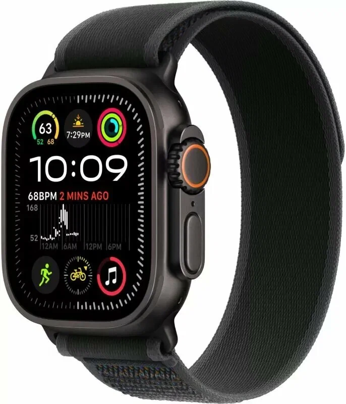 Apple Watch Ultra 2 49mm Black Titanium Case with Black Trail Loop размер M/L
