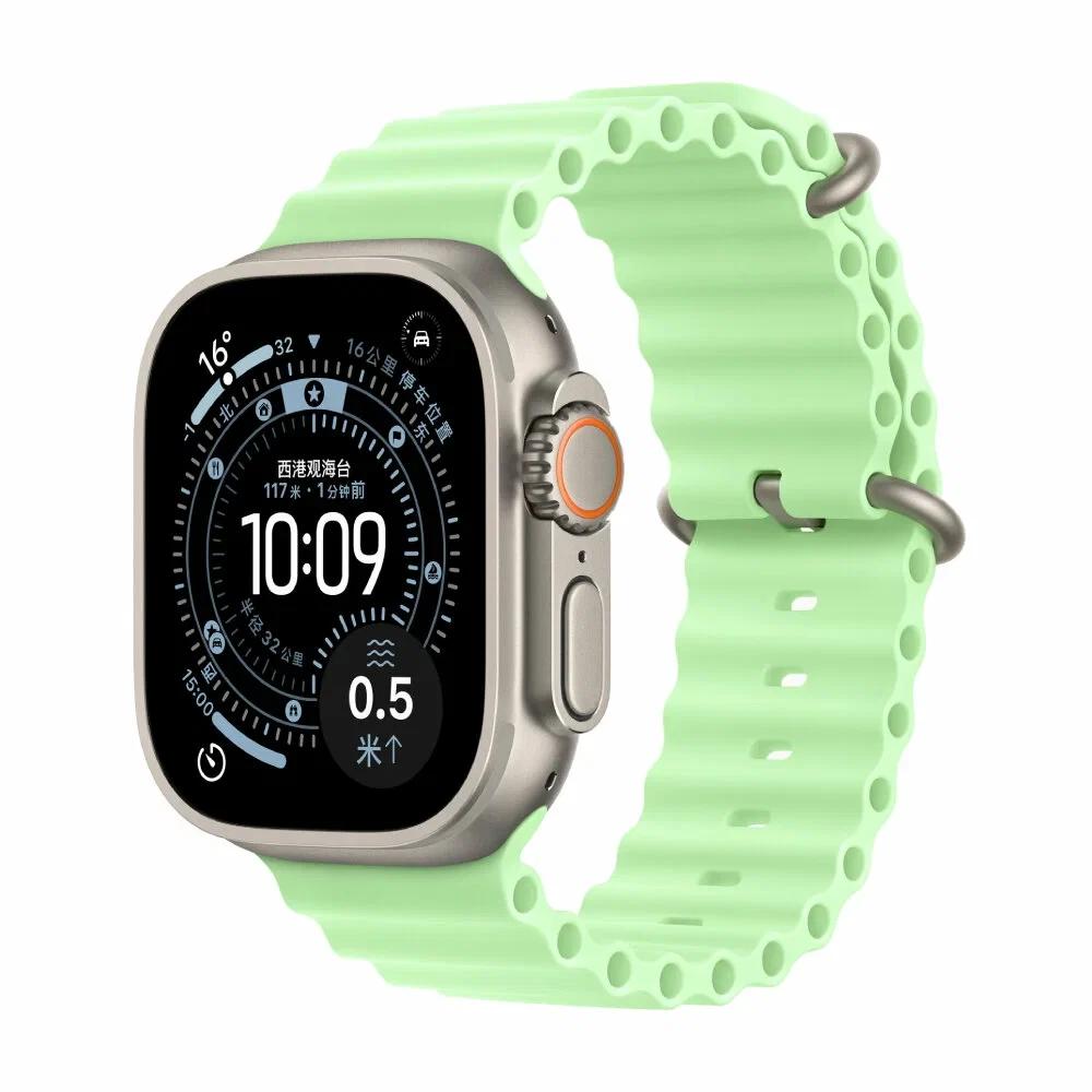 Apple Watch Ultra 3 (2025) 49 мм GPS + Cellular Natural Titanium Case with Neon Green Ocean Band